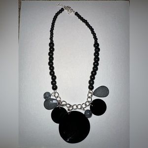 Black circle accent beaded necklace